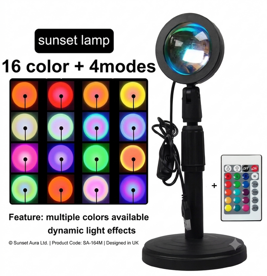 Purilite Select RGB Sunset Projector Lamp – 16 Color Mood Light for Bedroom, Living Room, Party Decor & Ambient Wall Lighting