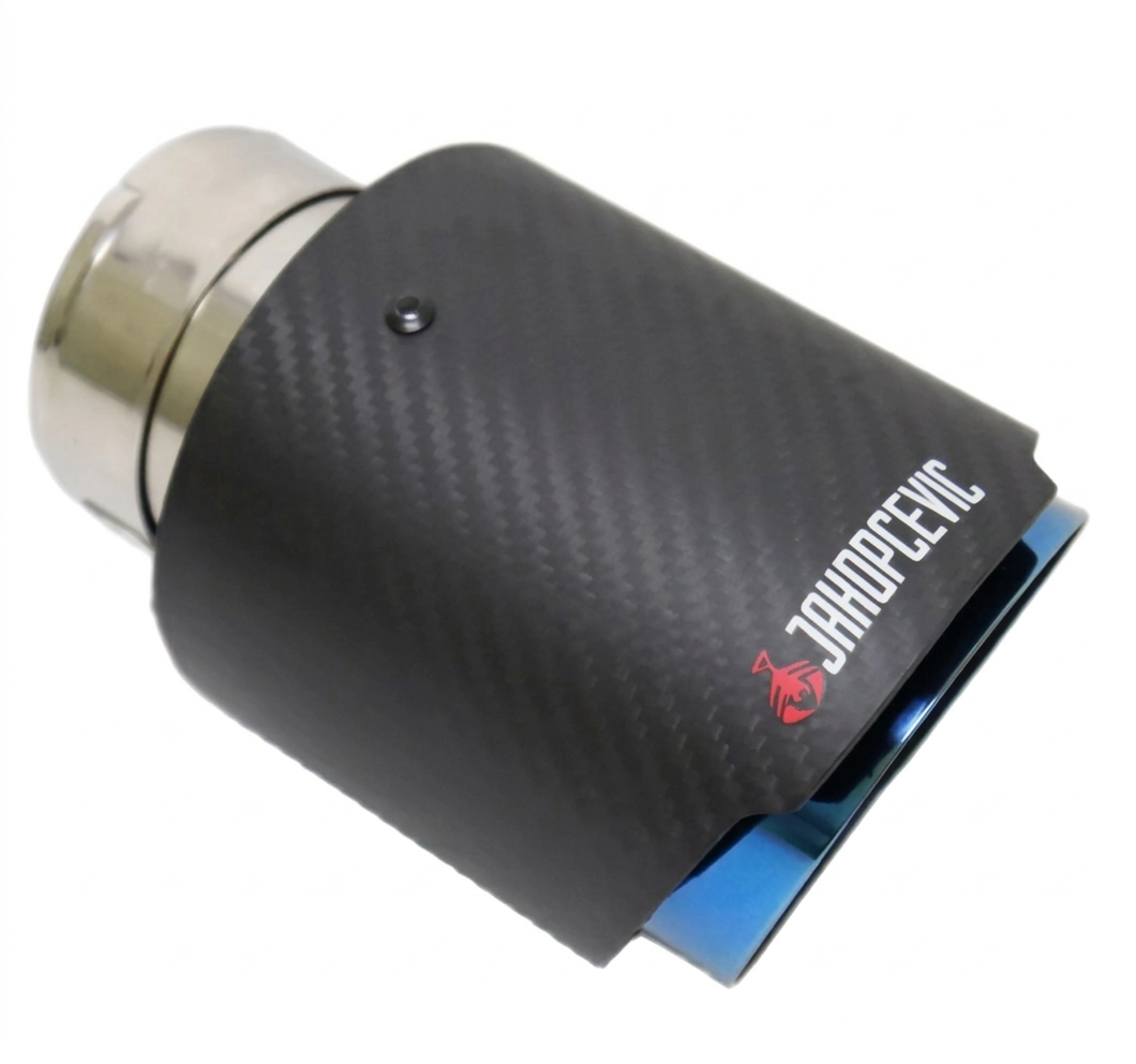 Purilite Select Universal Stainless Steel Carbon Fiber Exhaust Muffler Tip – Blue Burnt Finish Performance Car Exhaust Pipe Upgrade - PuriLite