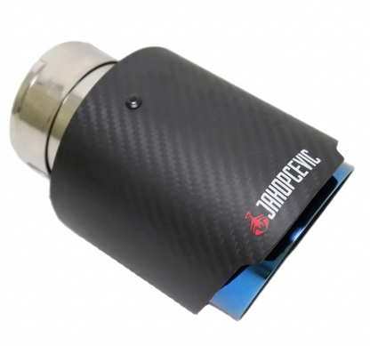 Purilite Select Universal Stainless Steel Carbon Fiber Exhaust Muffler Tip – Blue Burnt Finish Performance Car Exhaust Pipe Upgrade - PuriLite