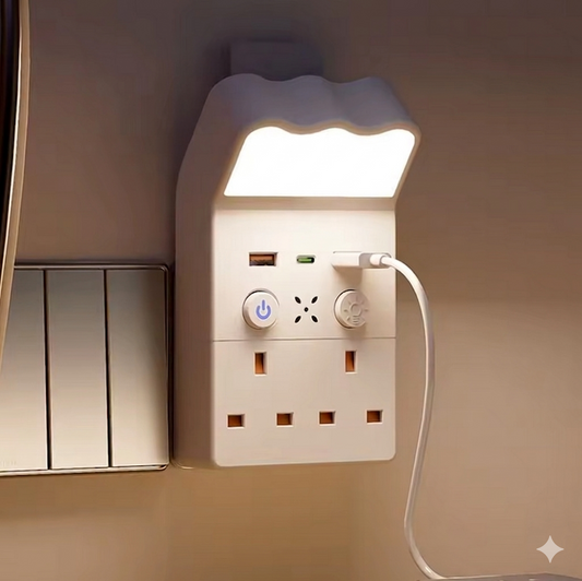 Purilite Select Universal Socket Night Light Converter with USB and Type C – Plug in Wall Outlet Extender with Adjustable Brightness LED Night Lamp - PuriLite