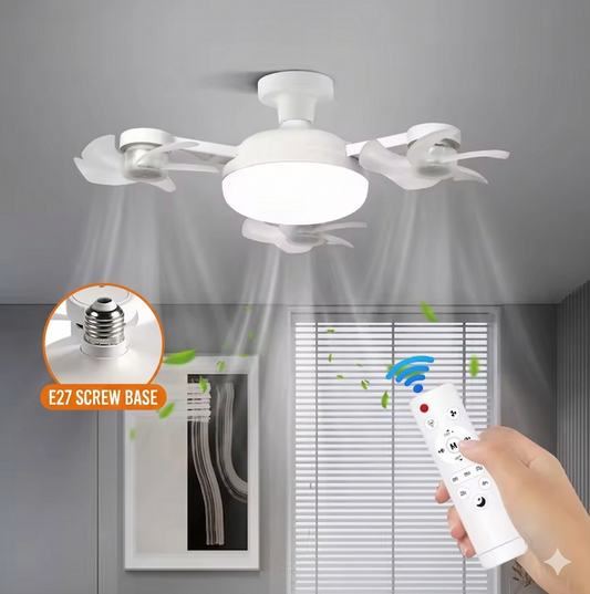 Purilite Select Ceiling Fan Light with E27 Base – High Power Airflow Quiet LED Fan Lamp for Kitchen, Bedroom, and Dining Spaces - PuriLite