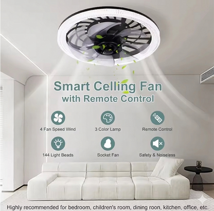 Purilite Select Modern E27 Ceiling Fan Light – Dimmable LED Fan with Remote Control, Quiet Cooling Lamp for Kitchen, Bedroom, and Living Room - PuriLite