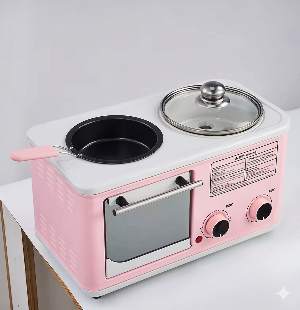 Purilite Select 3-in-1 Breakfast Maker Oven with Toaster, Frying Pan, and Egg Cooker, Multifunction Electric Breakfast Machine for Quick Meals - PuriLite