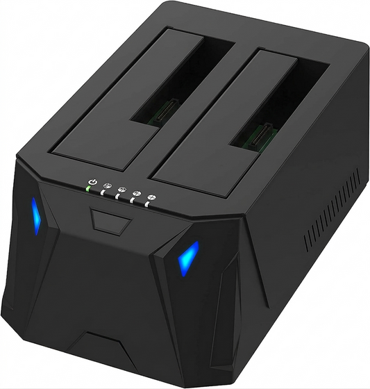 SABRENT 2-Bay Hard Drive Docking Station (EC-HD2B), Dual 2.5"/3.5" SATA SSD/HDD Enclosure with Offline Cloning - PuriLite