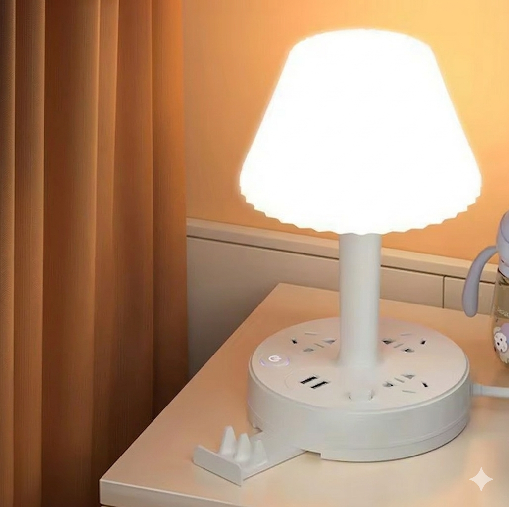 Purilite Select Desk Lamp with USB Socket Hub – Multi-Port Power Extension with LED Night Light for Home Office, Study Desk and Bedside Lighting - PuriLite