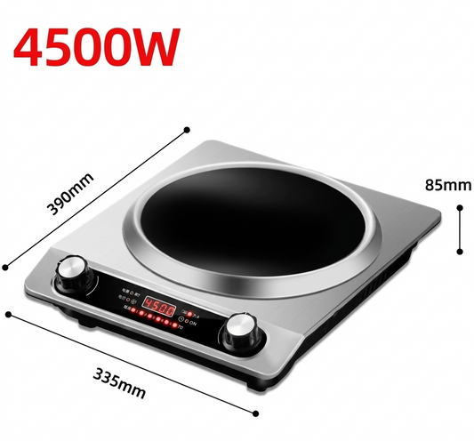Purilite Select 4500W High Power Induction Cooker – Waterproof Concave Cooking Stove with Ceramic Panel, Multi-Heat Settings for Home & Commercial Use - PuriLite
