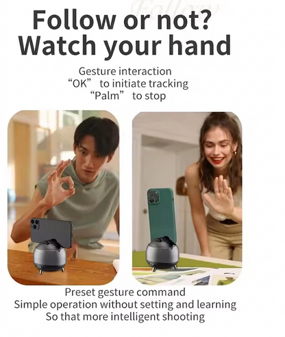 Purilite Select Auto Face Tracking Gimbal Stabilizer Q8, 360° Rotation Smart Phone Holder with Gesture Control, Bluetooth Tripod and Selfie Stick - PuriLite