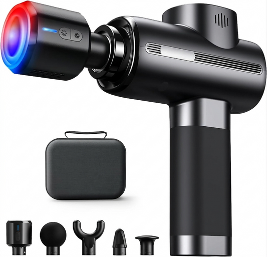 Heated and Cooling Massage Gun for Deep Tissue Relief – Portable Percussion Muscle Massager with Fast Charging, Quiet Motor and Carry Case - PuriLite