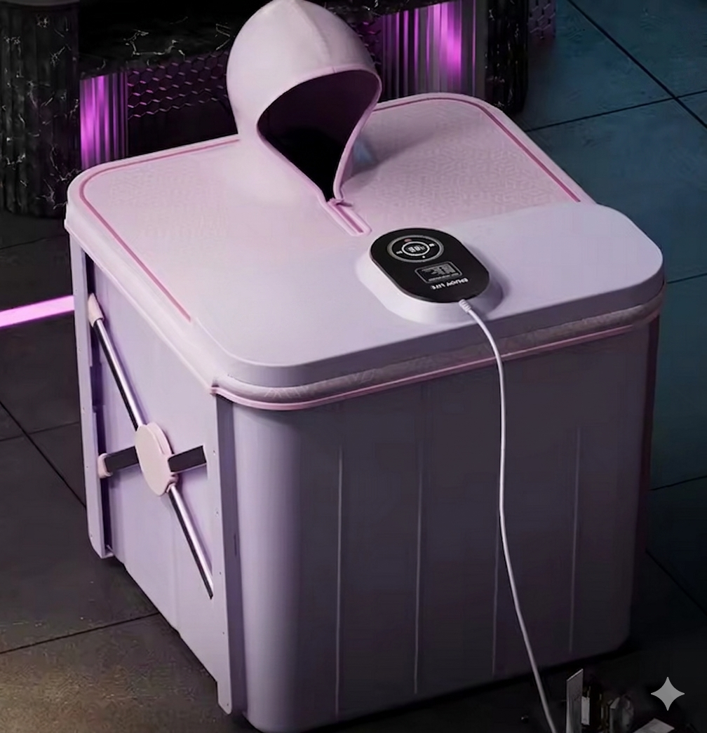 Purilite Select Foldable Steam Bath Tub with Automatic Heating and Constant Temperature – Full Body Portable Spa Bucket for Adults and Home Relaxation - PuriLite