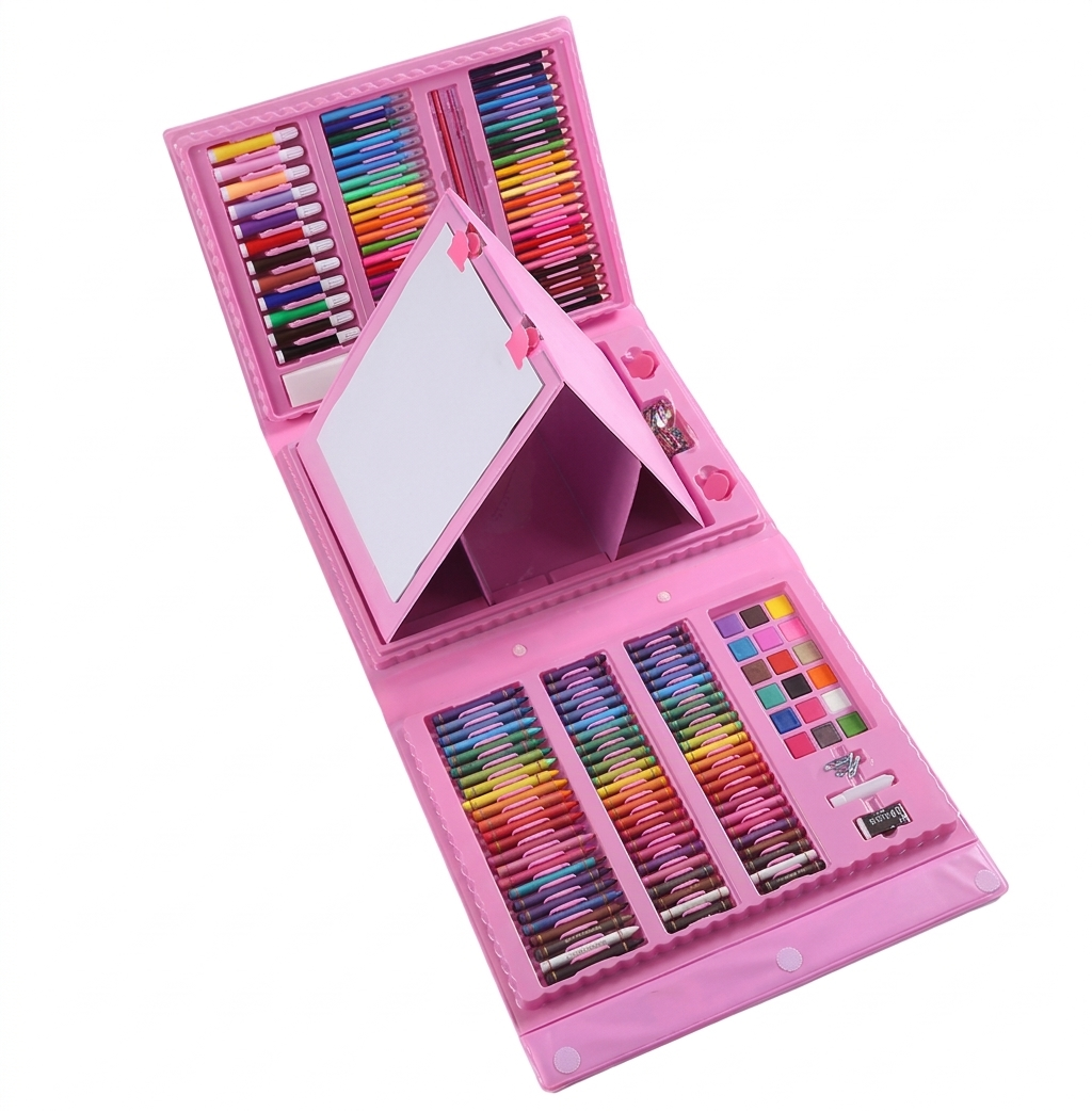 Purilite Select 208-Piece Kids Art Supplies Set – Complete Drawing Kit with Watercolor Pens, Crayons, Mini Drawing Board, and Portable Storage Case - PuriLite