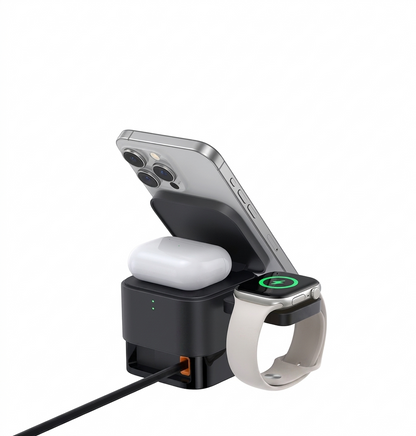 Purilite Select MagPro 2-in-1 Magnetic Wireless Charger 25W Fast Charging Dock for Smartphone and Smartwatch – Cosmic Black - PuriLite