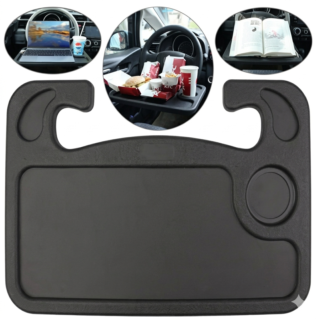 Purilite Select Universal Car Steering Wheel Tray Table for Eating, Laptop Work, Coffee Holder and Portable Car Desk - PuriLite