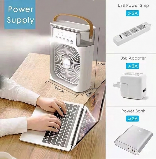 Purilite Select 3-in-1 Portable Mini Air Cooler Fan with Humidifier, LED Night Light, USB Powered Personal Cooling Unit - PuriLite