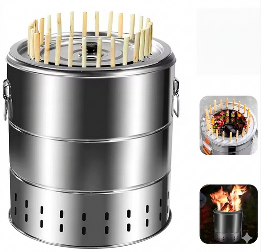 Purilite Select Stainless Steel Charcoal Grill Portable Wrap-Around BBQ Grill, Smokeless Cooking Grate for Camping and Outdoor Barbecue - PuriLite