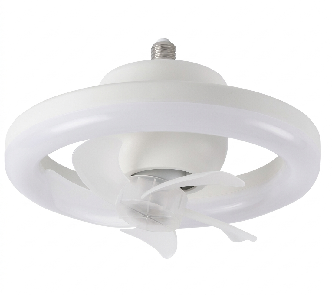 Purilite Select E27 Ceiling Fan Light with Remote Control – 360° Rotating LED Fan Lamp, Dimmable Lighting and Adjustable Wind Speed for Home - PuriLite