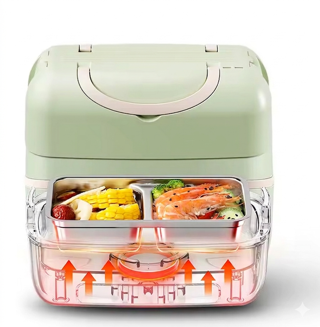 Purilite Select Portable Electric Lunch Box 1.2L – Double Layer Food Warmer with Handle for Office, Travel, and Home Use - PuriLite