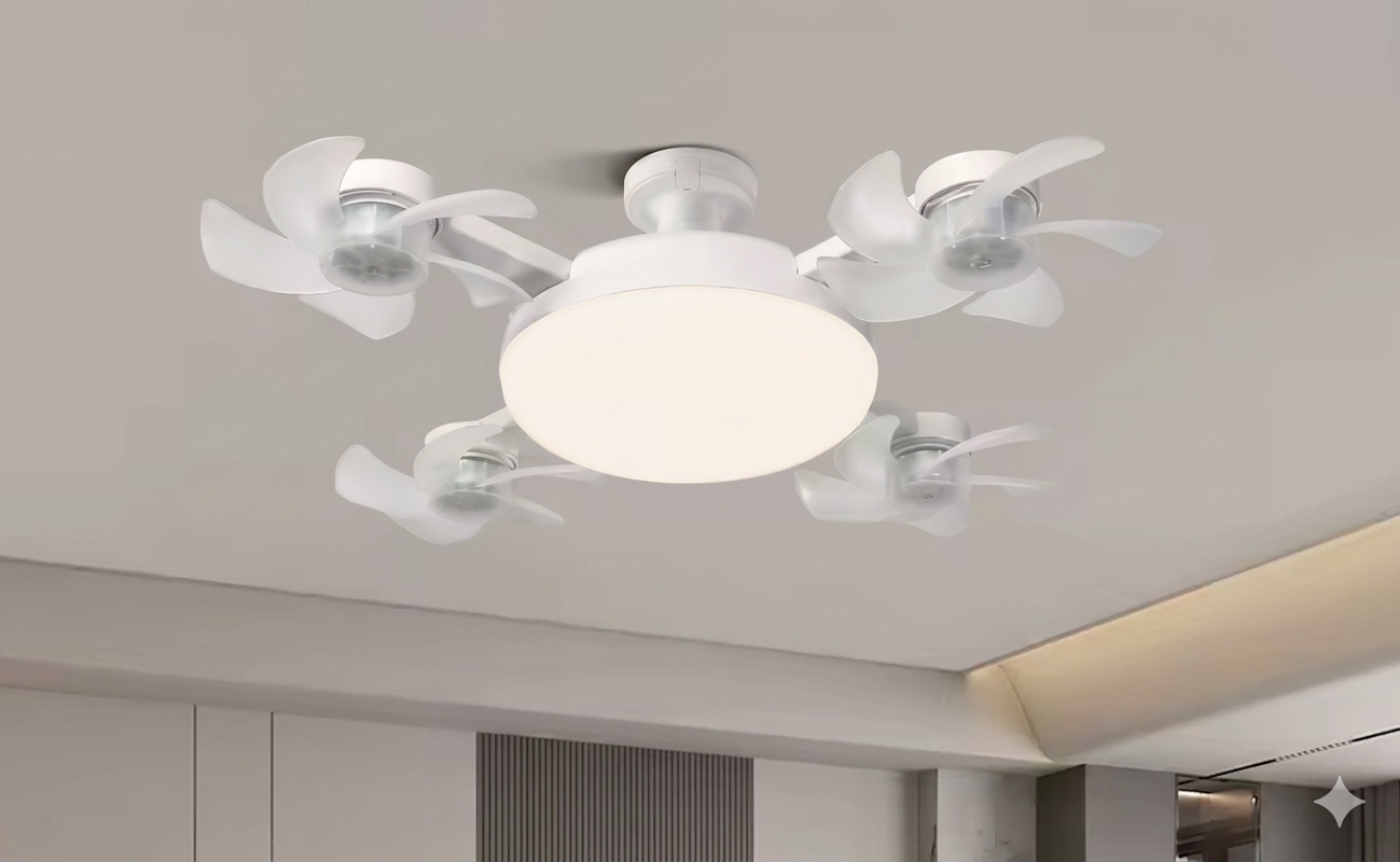 Purilite Select Ceiling Fan Light with E27 Base – High Power Airflow Quiet LED Fan Lamp for Kitchen, Bedroom, and Dining Spaces - PuriLite