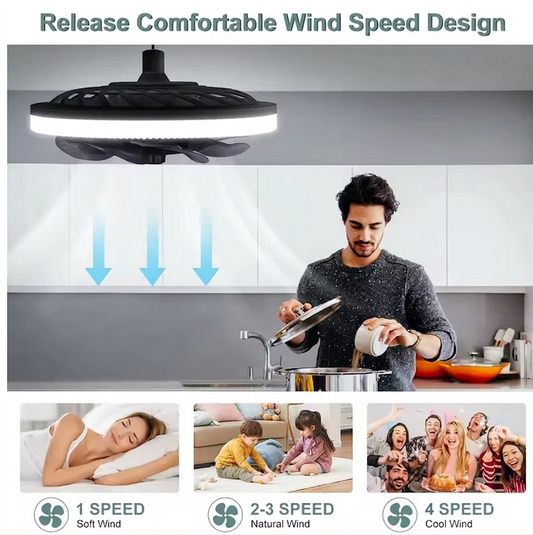 Purilite Select Modern E27 Ceiling Fan Light – Dimmable LED Fan with Remote Control, Quiet Cooling Lamp for Kitchen, Bedroom, and Living Room - PuriLite