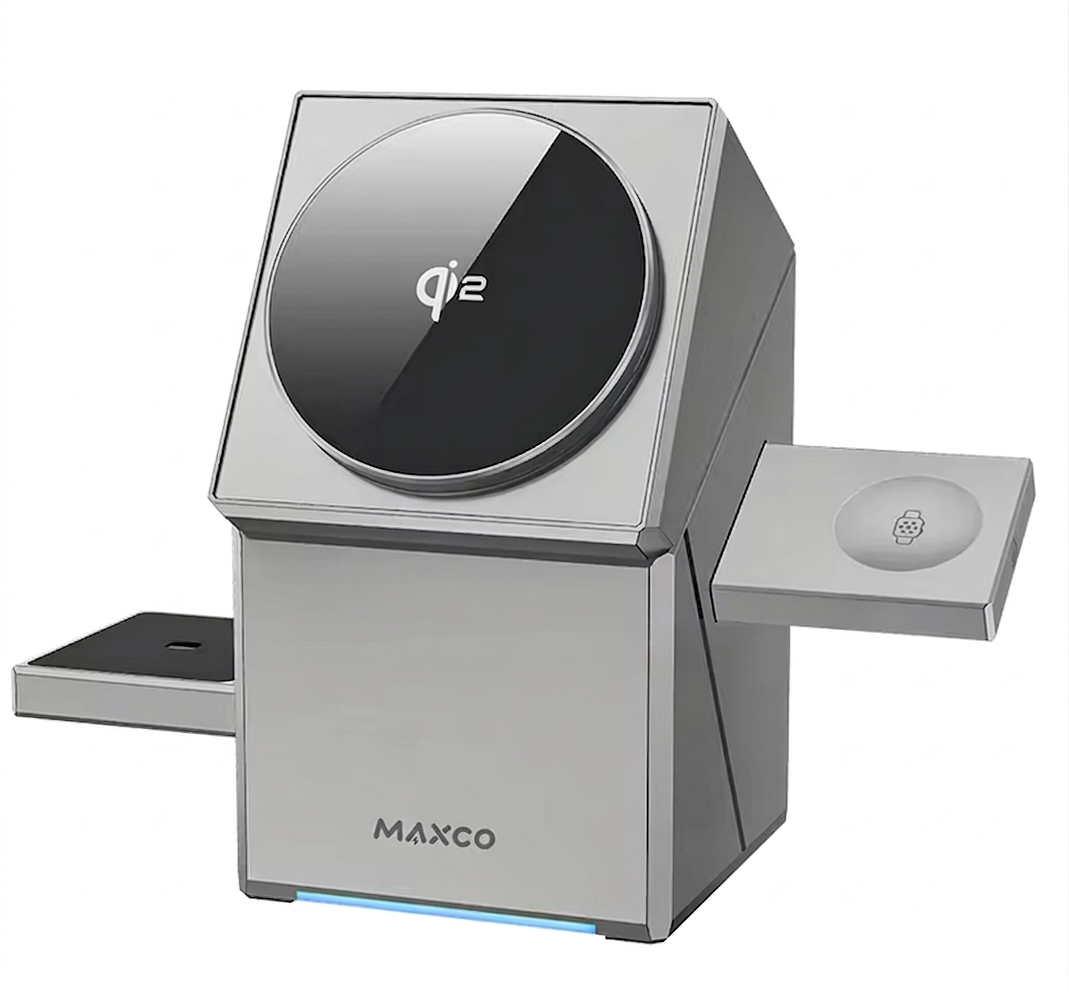 Purilite Select 3-in-1 Wireless Charging Station with Auto-Rotating Dock – 15W Fast Magnetic Charger for Phone, Smartwatch, and Earbuds, Foldable Compact Charging Stand - PuriLite