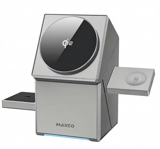 Purilite Select 3-in-1 Wireless Charging Station with Auto-Rotating Dock – 15W Fast Magnetic Charger for Phone, Smartwatch, and Earbuds, Foldable Compact Charging Stand - PuriLite