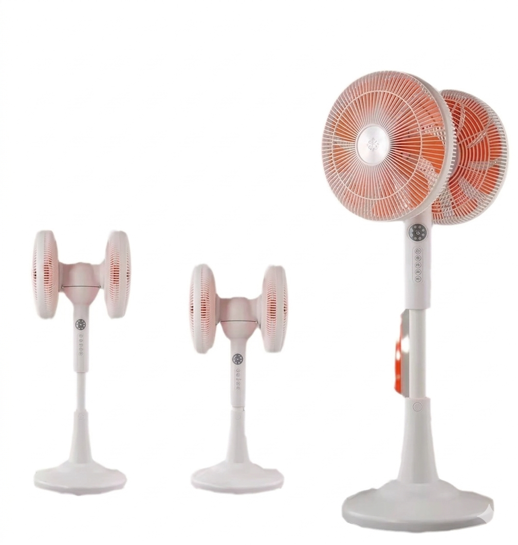 Purilite Select Double Head Floor Fan – 360° Rotating Dual Fan with Remote Control, High Power Airflow and Multi-Speed Settings - PuriLite