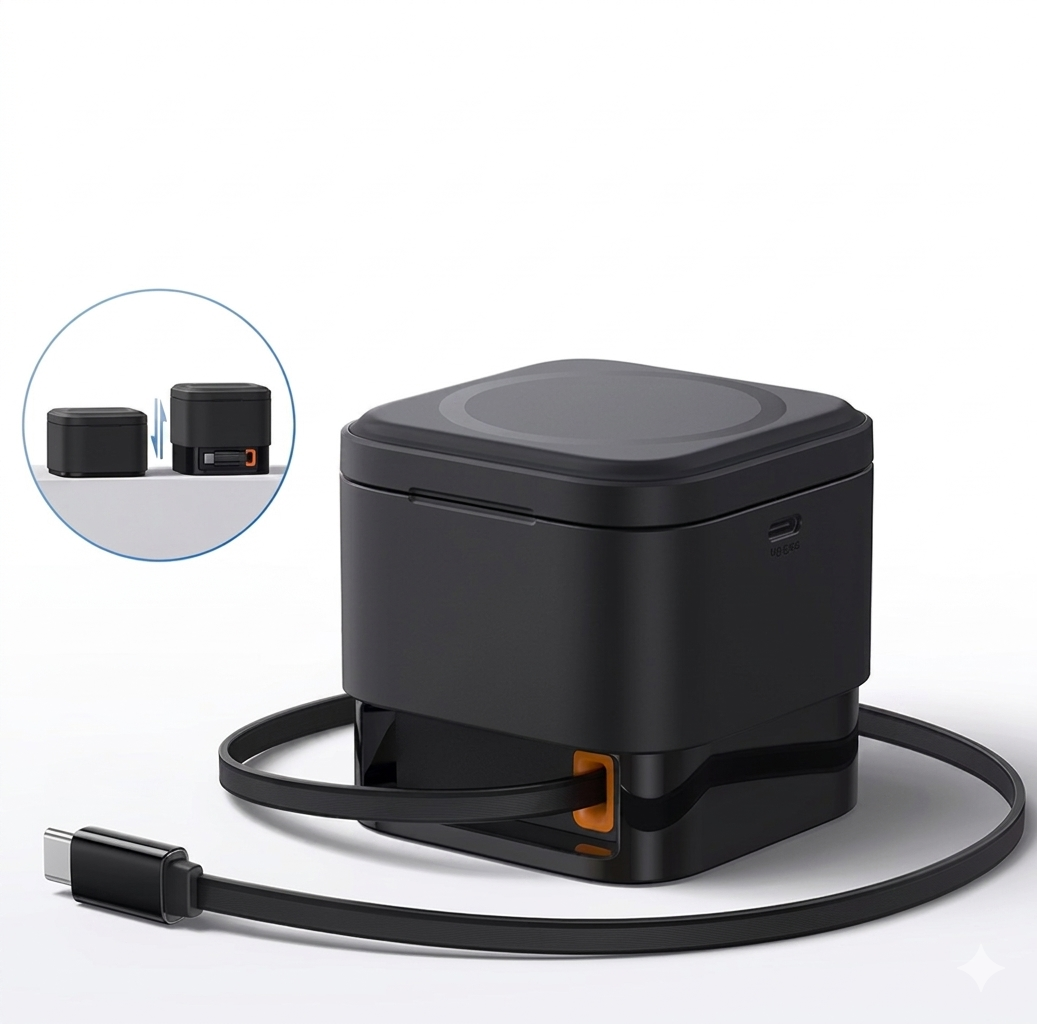 Purilite Select MagPro 2-in-1 Magnetic Wireless Charger 25W Fast Charging Dock for Smartphone and Smartwatch – Cosmic Black - PuriLite