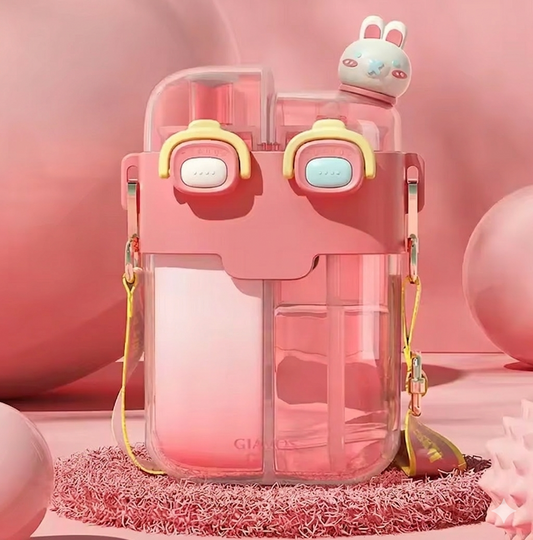 Purilite Select Kids Dual Drink Water Bottle with Straw – BPA-Free Portable Two-Compartment Water Cup with Strap for School, Travel and Outdoor Use - PuriLite