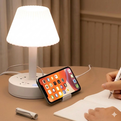 Purilite Select Desk Lamp with USB Socket Hub – Multi-Port Power Extension with LED Night Light for Home Office, Study Desk and Bedside Lighting - PuriLite