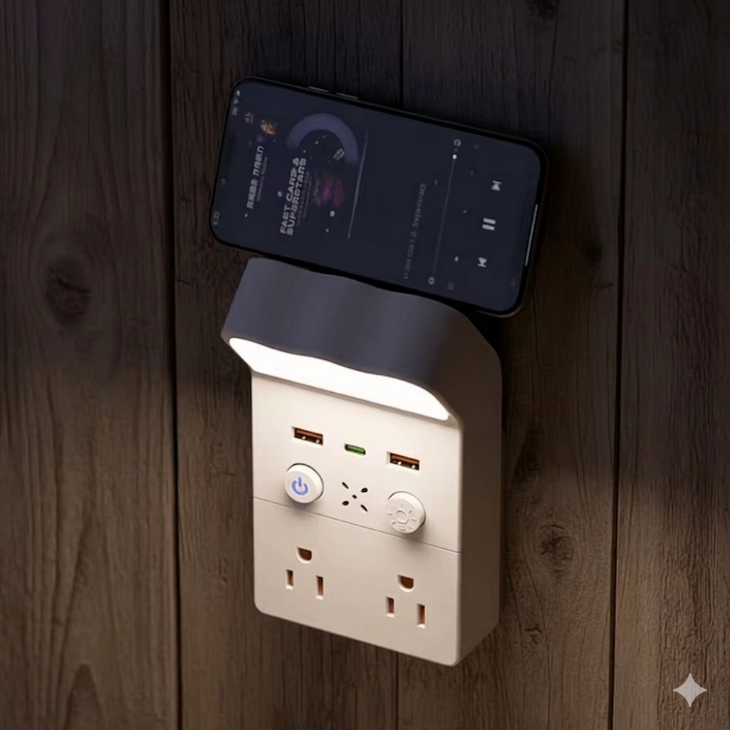 Purilite Select Universal Socket Night Light Converter with USB and Type C – Plug in Wall Outlet Extender with Adjustable Brightness LED Night Lamp - PuriLite