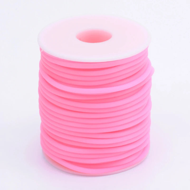 Purilite Select Hollow Rubber Cord Roll for Jewelry Making, Flexible PVC Tubular Craft Cord, DIY Bracelet and Necklace Thread, 2mm 3mm 4mm