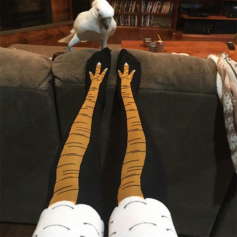 Purilite Select Funny Cartoon Chicken Leg Thigh High Socks | Stretchy Novelty Cosplay Socks for Women EU 38-43