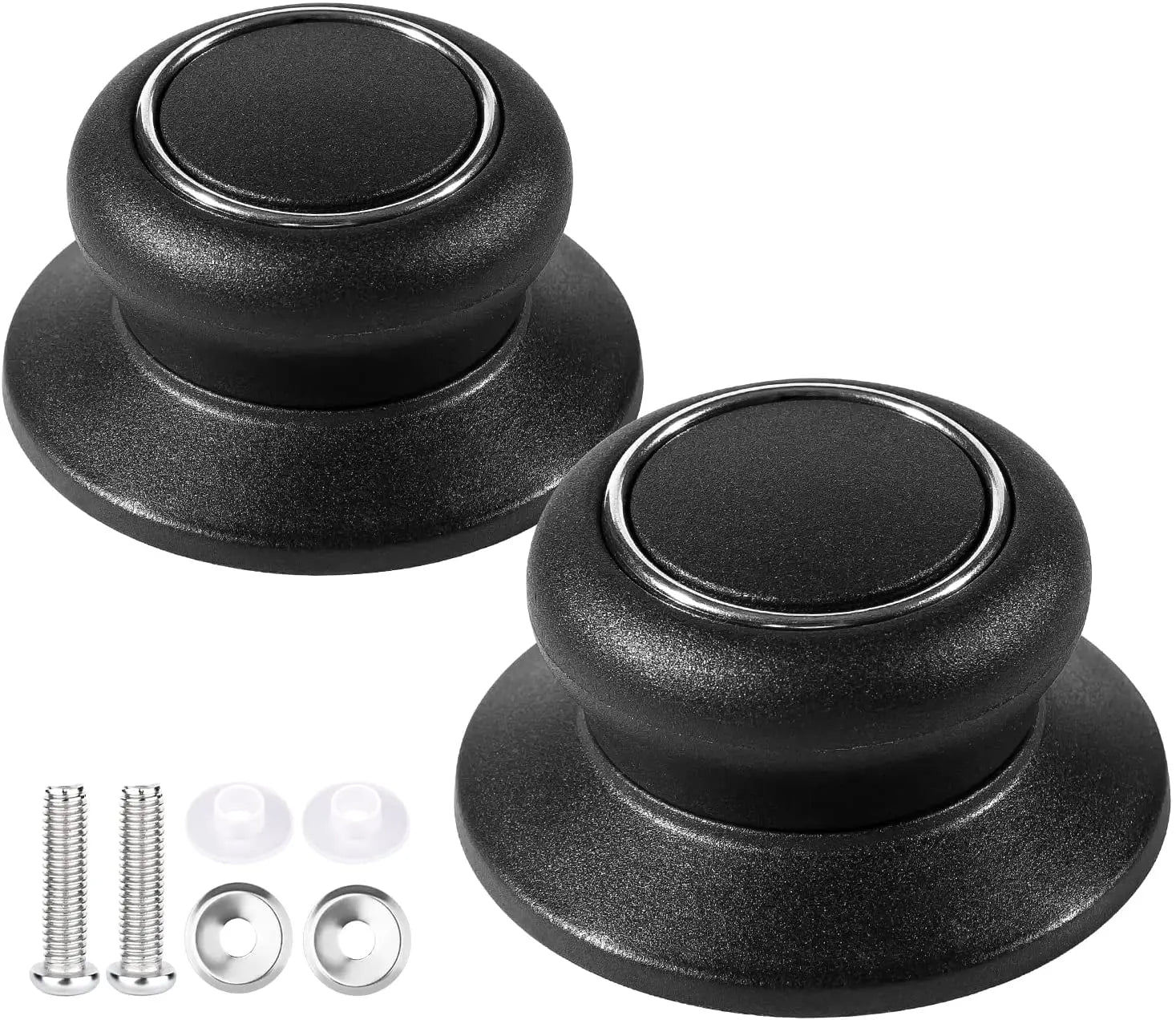 Purilite Select 2PCS Universal Pot Lid Replacement Knob Heat-Resistant Bakelite Handle with Stainless Steel Base for Cookware and Glass Lids - PuriLite