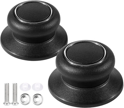 Purilite Select 2PCS Universal Pot Lid Replacement Knob Heat-Resistant Bakelite Handle with Stainless Steel Base for Cookware and Glass Lids - PuriLite
