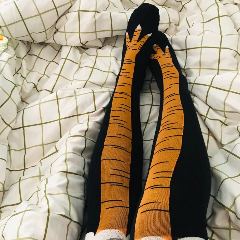 Purilite Select Funny Cartoon Chicken Leg Thigh High Socks | Stretchy Novelty Cosplay Socks for Women EU 38-43