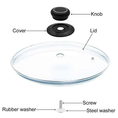 Purilite Select 2PCS Universal Pot Lid Replacement Knob Heat-Resistant Bakelite Handle with Stainless Steel Base for Cookware and Glass Lids - PuriLite