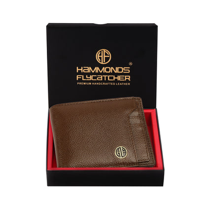 Hammonds Fly Catcher Men’s Bi-Fold Wallet | Pure cow Leather | RFID Protected | Brown Leather Wallet for Men - PuriLite