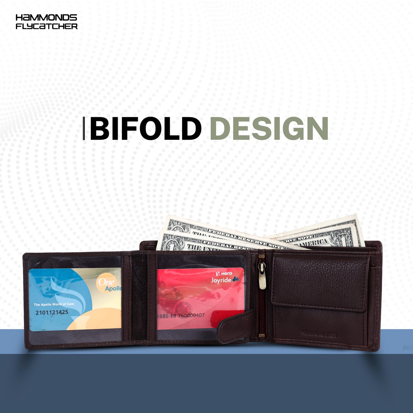 HAMMONDS FLYCATCHER Leather Wallet – Pure Cow Leather Bi-Fold Wallet for Men (Model: HF592LNBR) - PuriLite