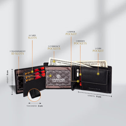 HAMMONDS FLYCATCHER Black Leather Wallet – Pure Cow Leather Bi-Fold Wallet for Men - PuriLite