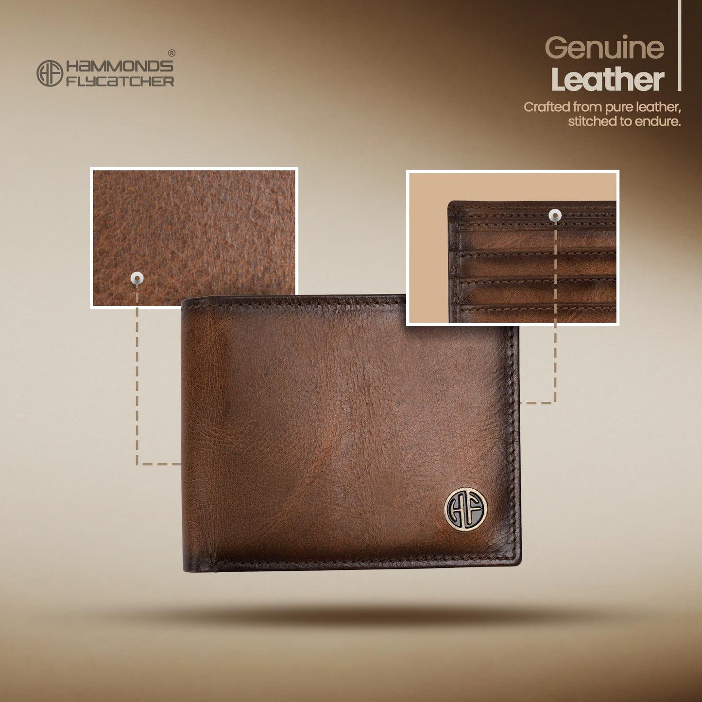 Hammonds Fly Catcher Pure Cow Leather Bi-Fold Wallet for Men – Model HF595 - PuriLite
