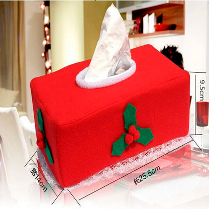 Purilite Select Merry Christmas Tissue Box Cover – Creative Wool Napkin Holder, Belt & Clover Pattern Holiday Decor (2 Styles)