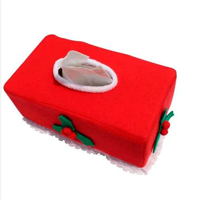 Purilite Select Merry Christmas Tissue Box Cover – Creative Wool Napkin Holder, Belt & Clover Pattern Holiday Decor (2 Styles)