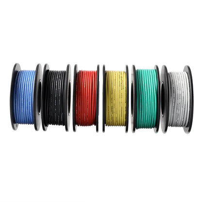 Purilite Select Silicone Insulated Stranded Wire Kit 6-Color Flexible Electrical Hook-Up Wire Set