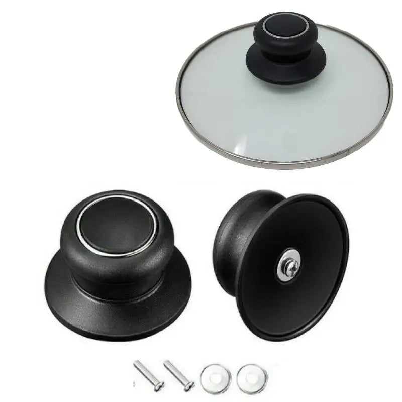 Purilite Select 2PCS Universal Pot Lid Replacement Knob Heat-Resistant Bakelite Handle with Stainless Steel Base for Cookware and Glass Lids - PuriLite