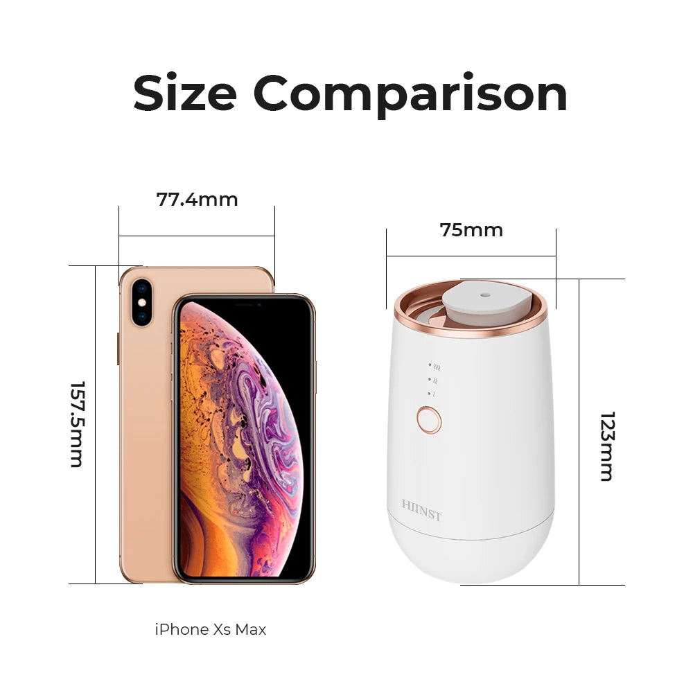 Purilite Select USB Rechargeable Essential Oil Diffuser – Smart Start-Off Car Air Freshener with 9-Color LED Lights