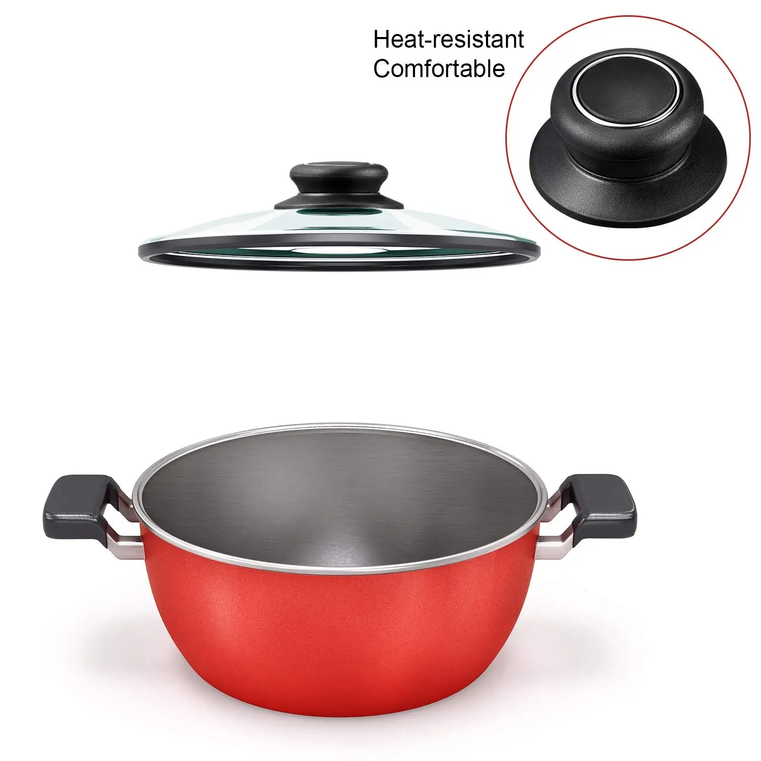 Purilite Select 2PCS Universal Pot Lid Replacement Knob Heat-Resistant Bakelite Handle with Stainless Steel Base for Cookware and Glass Lids - PuriLite