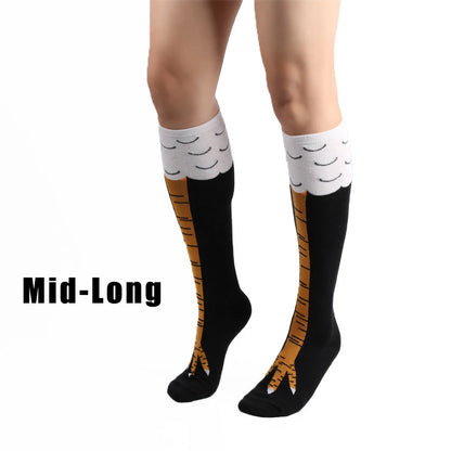 Purilite Select Funny Cartoon Chicken Leg Thigh High Socks | Stretchy Novelty Cosplay Socks for Women EU 38-43