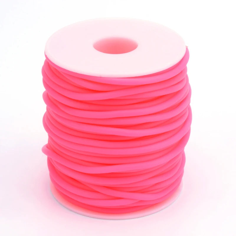 Purilite Select Hollow Rubber Cord Roll for Jewelry Making, Flexible PVC Tubular Craft Cord, DIY Bracelet and Necklace Thread, 2mm 3mm 4mm
