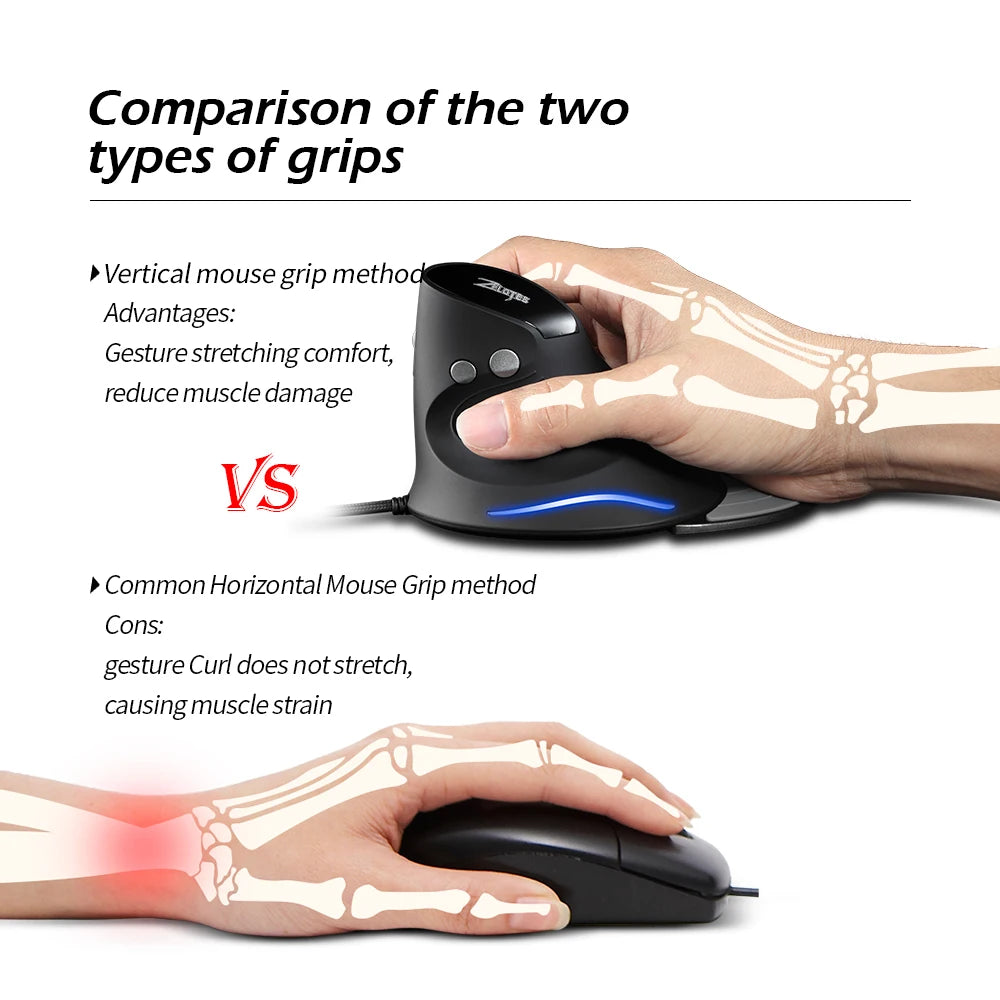 Purilite Select T-30 Vertical Ergonomic Wired Mouse