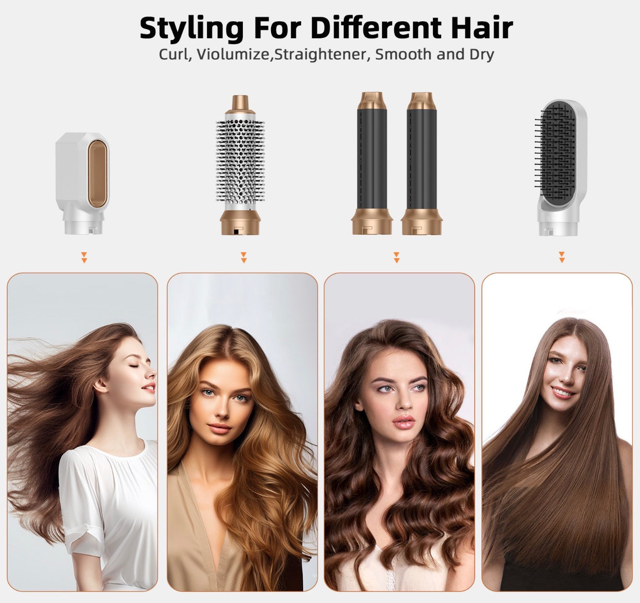 5-in-1 Hair MultiStyler – Interchangeable Attachments for Straightening, Curling, Waving, Volumizing & Smoothing