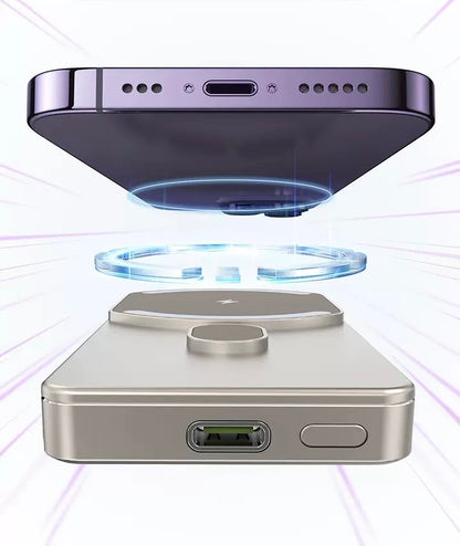 Magnetic Wireless Power Bank 5000mAh – MagSafe Compatible Slim Portable Charger (Black)